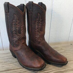 Abilene Riding Heel Womens Bison Leather Cowboy Western Boots 8.5 M 9077 USA
